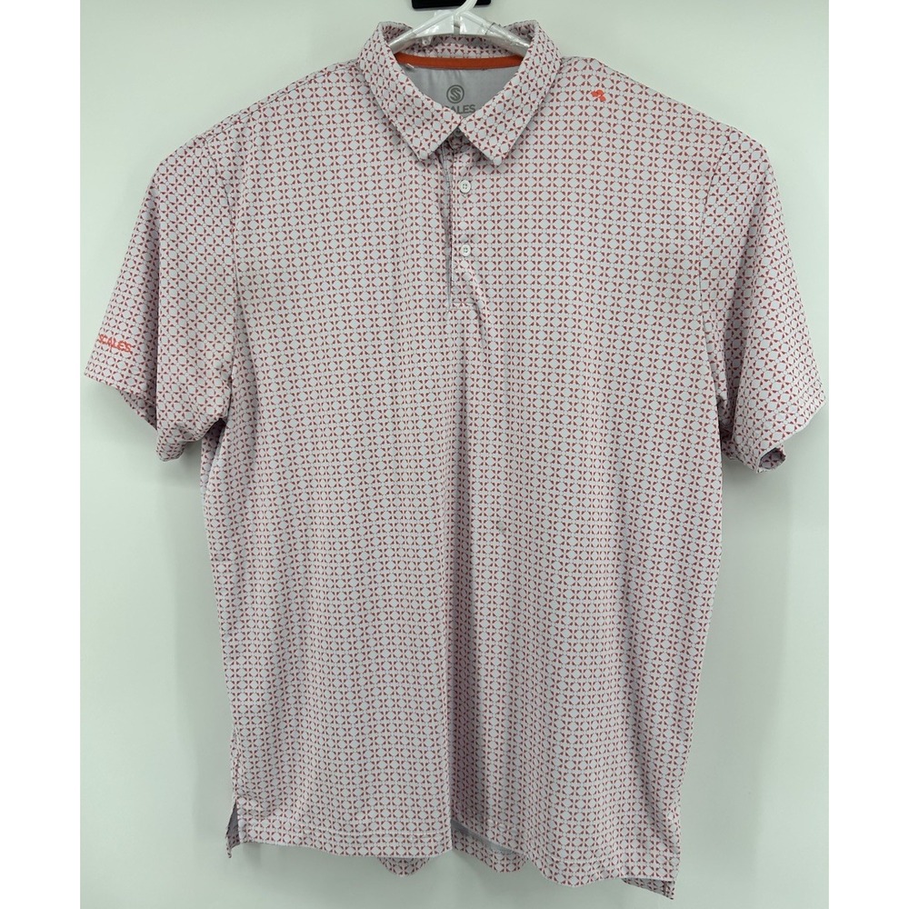Scales Short‎ Sleeve Golf Polo Shirt Orange And  White